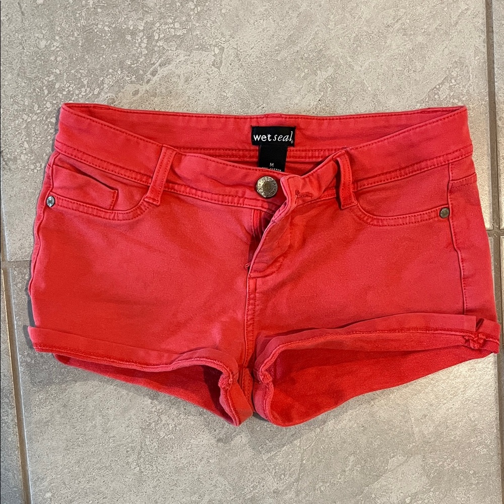 Wet Seal Bold Red Jean Shorts